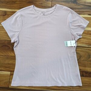 Nine West Women’s Short Sleeve Ribbed Tee - Light Lavender Pink NWT size XL